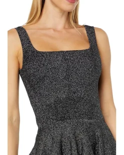 Glitzia Metallic Skater Dress