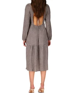 Going West Open Back Gingham Midi Dress