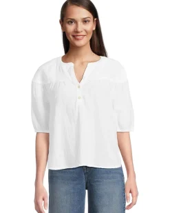 Half Sleeve Shirred Yoke Top