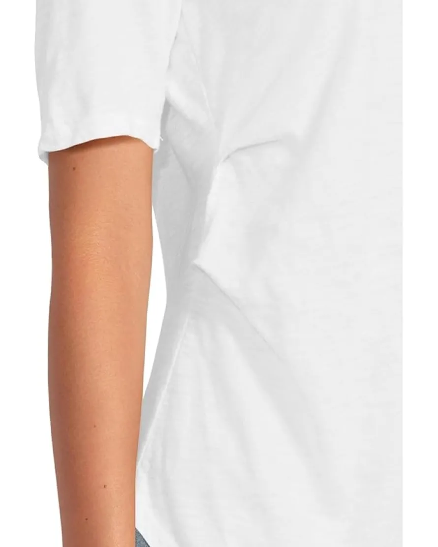 Half Sleeve Side Pleats Asymmetric Hem Top