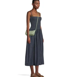 Halo Studded Fine Grain Leather Crossbody