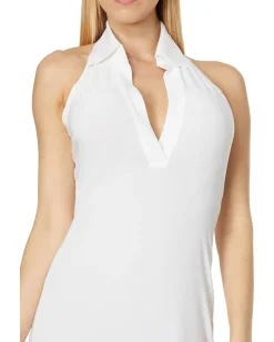 Halter NK Shirt Side Slit Gown