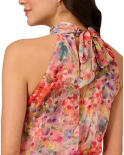 Halter Tie Blouson Midi Dress