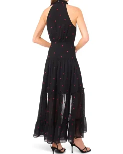 Halter Tie Neck Tiered Maxi Dress