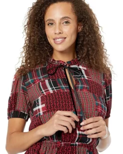 High Neck Short Sleeve Dress