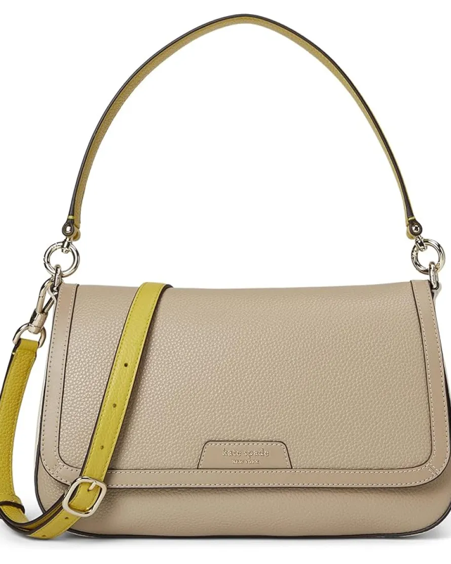 Hudson Colorblocked Pebbled Leather Flap Shoulder Bag
