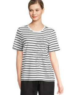 Indigo Palms Stripe Lux Tee