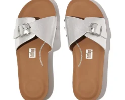 Iqushion Adjustable Buckle Metallic-Leather Slides