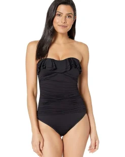 Island Goddess Ruffle Bandeau Mio One-Piece Swimsuit