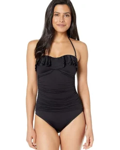 Island Goddess Ruffle Bandeau Mio One-Piece Swimsuit