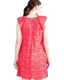 Kaia Eyelet Dress - Rouge Red