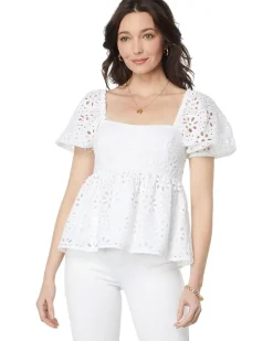 Kay Short Sleeve Eyelet Top