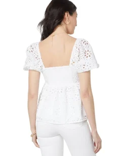 Kay Short Sleeve Eyelet Top