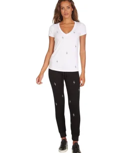 Kendrick Short Sleeve V-Neck Tee with Electric Bolt Crystals