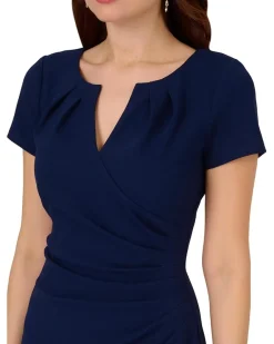 Knit Crepe Draped Midi Dress