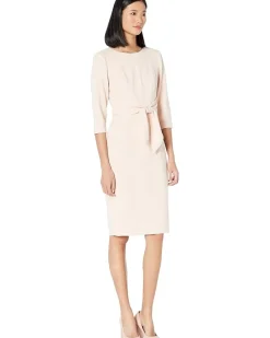 Knit Crepe Tie Waist Sheath Dress