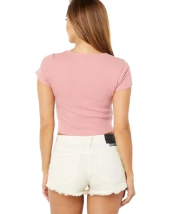 Knit Drawstring Short Sleeve Top T1TX3T54