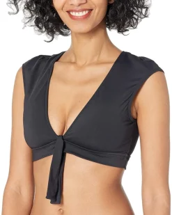 Kore Tie Front Cap Sleeve Crop Top with Removable Cups