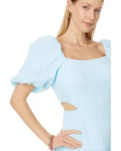 Kylanne Elbow Sleeve Embr Linen Dress