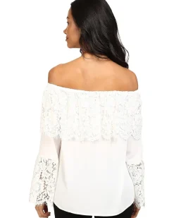 Lace Bell Sleeve Off Shoulder Blouse