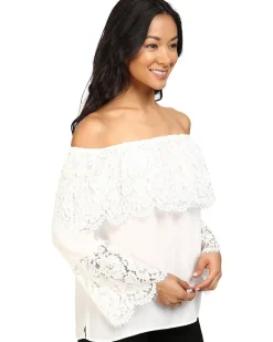 Lace Bell Sleeve Off Shoulder Blouse