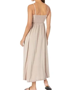 Lace Button Front Midi Dress