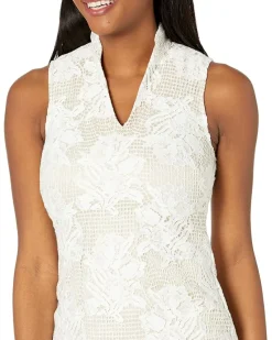 Lace High Neck Bodycon with Scallop Hem