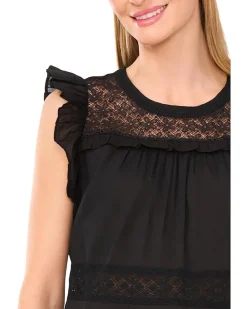Lace Inset Ruffle Detail Top