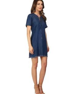 Lace-Up Denim Dress