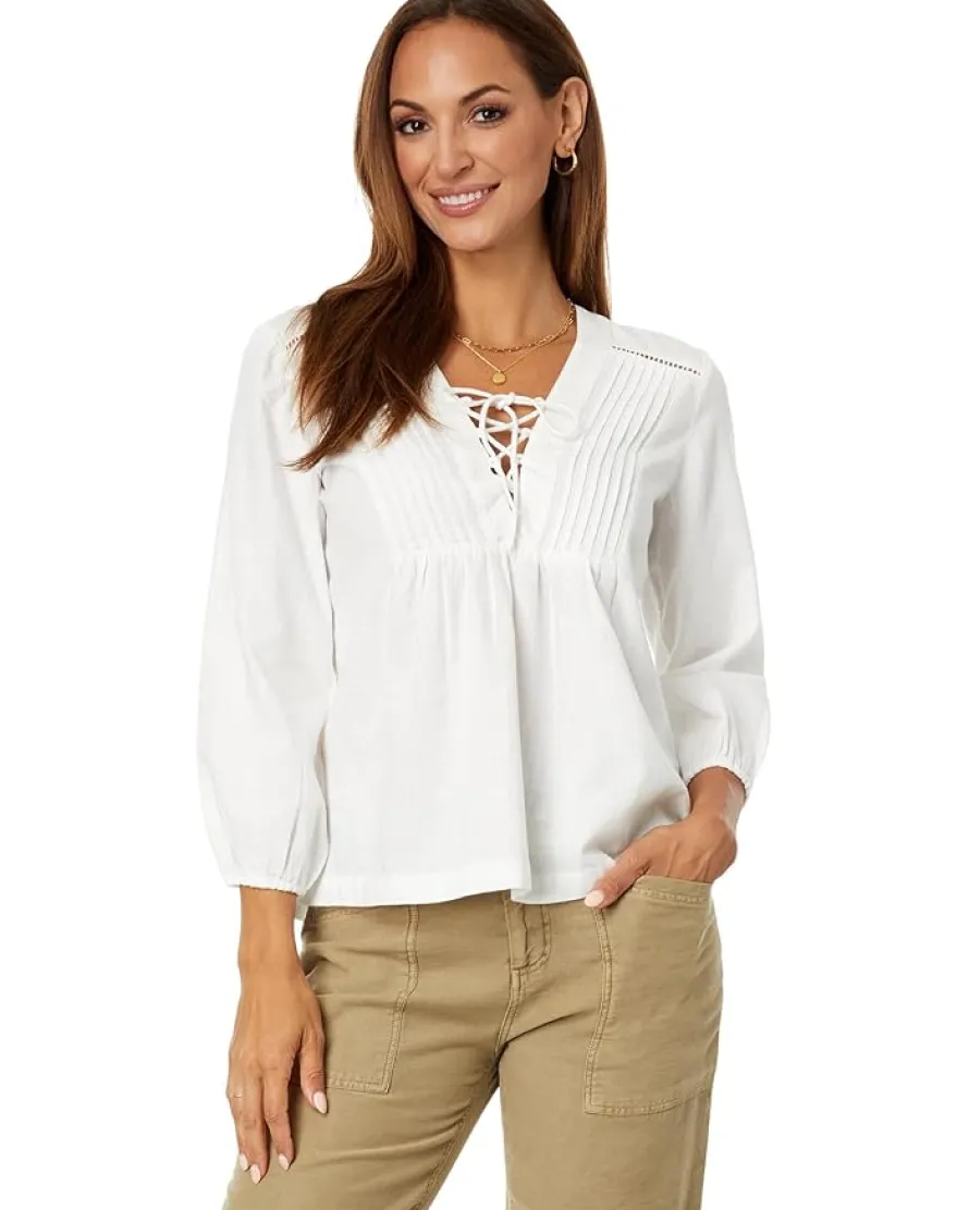 Lace-Up Peasant Blouse