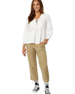 Lace-Up Peasant Blouse