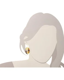 Large Oval Tortoise Disc Earrings w/Center Pave