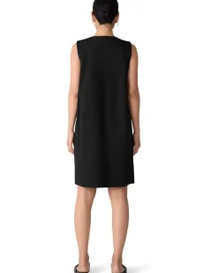 Lightweight Ponte Split Neck Shift Dress