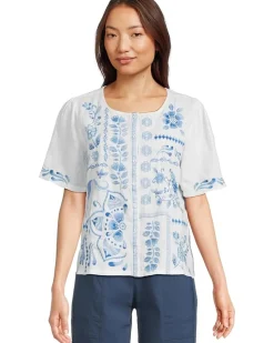 Linen Flutter Sleeve Blouse- Yadira