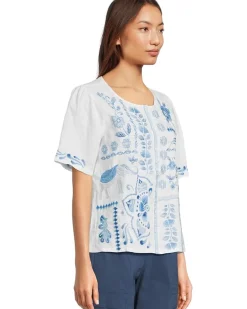 Linen Flutter Sleeve Blouse- Yadira