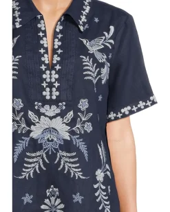 Linen Henley Collared Dress - Winona