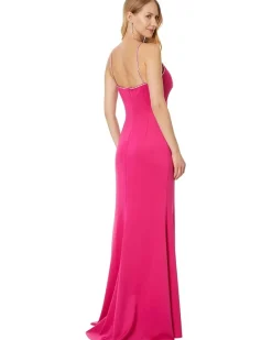 Long Jersey Spaghetti Strap Rhinestone