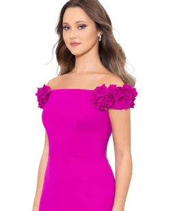 Long Scuba Crepe Off The Shoulder Flower