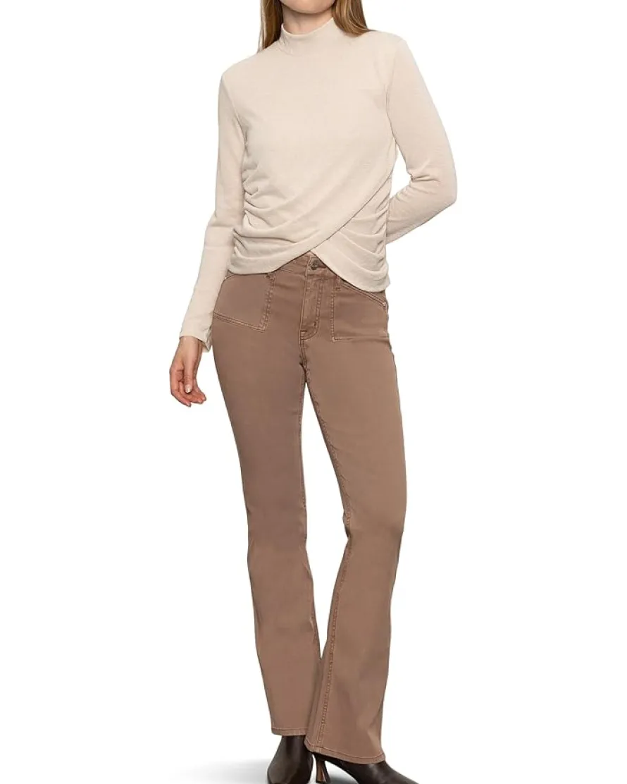 Long Sleeve Draped Mock Neck