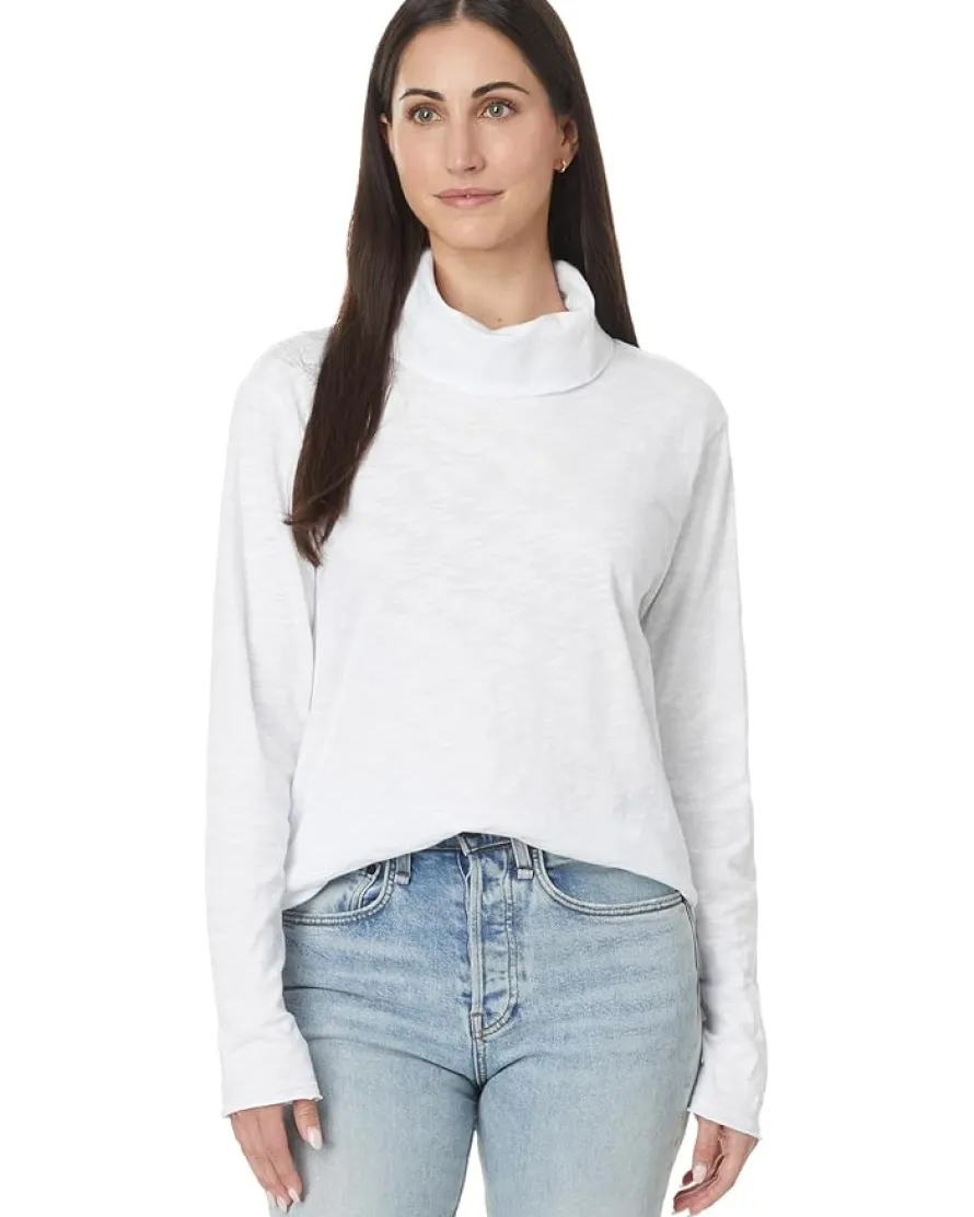 Long Sleeve Draped Turtle Neck Top