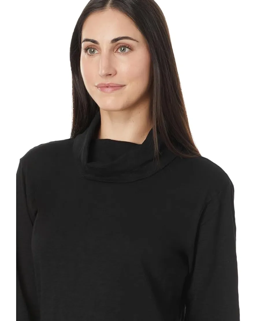 Long Sleeve Draped Turtle Neck Top