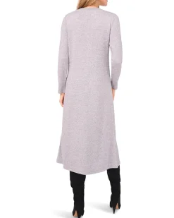 Long Sleeve Midi Dress With Rib Trim