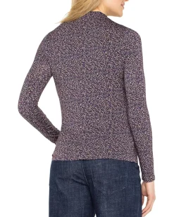 Long Sleeve Mock Neck Knit Top With Shirring