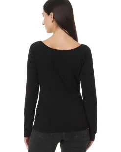 Long Sleeve Open Neck Fitted Tee