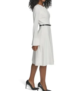 Long Sleeve Scuba Crepe Belted Alne