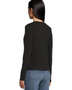 Long Sleeve Self Trim V-neck