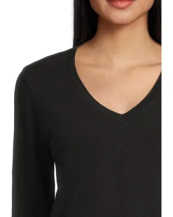 Long Sleeve Self Trim V-neck