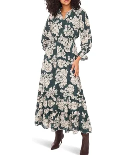 Long Sleeve Smocked Waist Tiered Ruffle