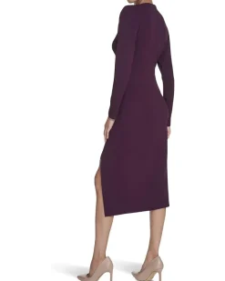 Long Sleeve Solid Rouched Midi