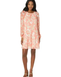 Long Sleeve Sussex Floral Chiffon Trapeze